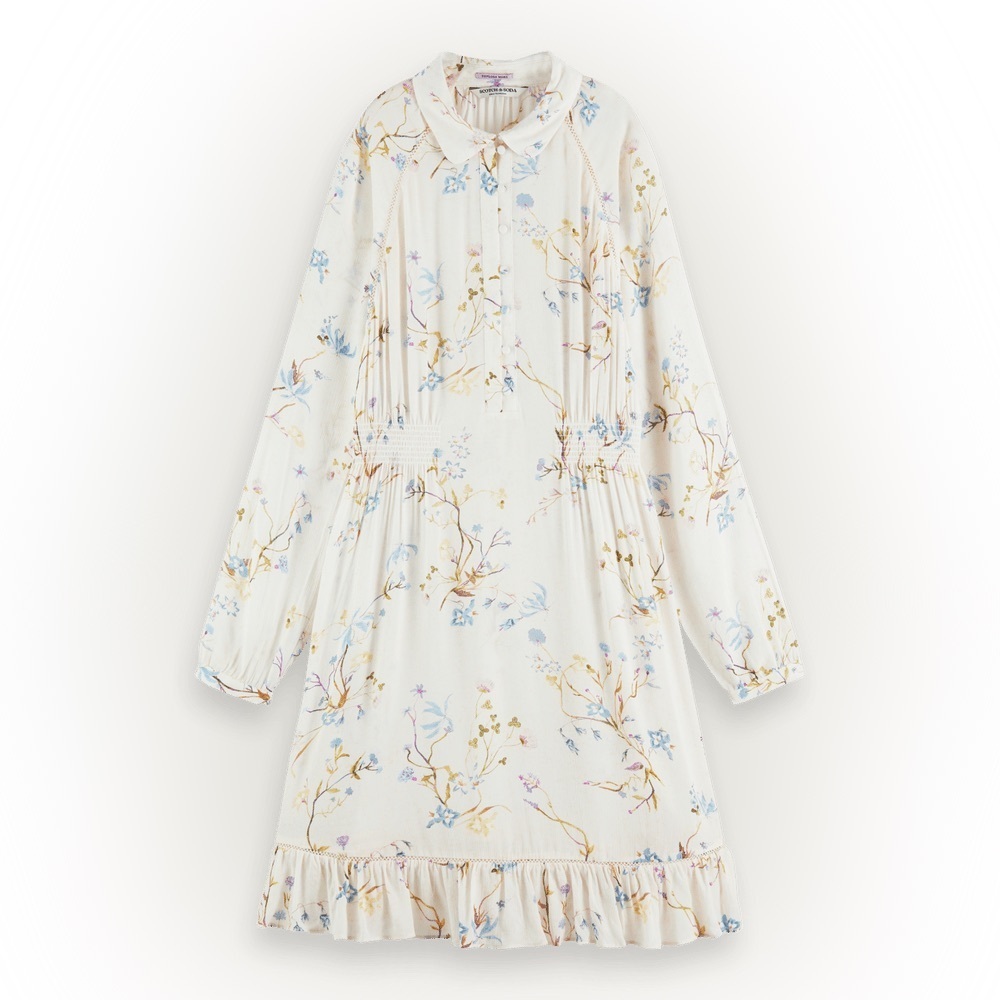 Scotch & Soda Raglan Cream Floral Printed Dress Sz. SMALL